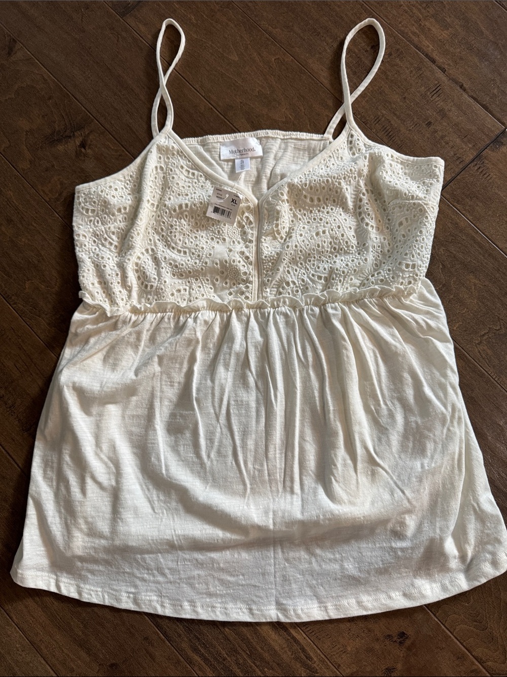 Motherhood Maternity Cream Eyelet Spaghetti Strap Cami